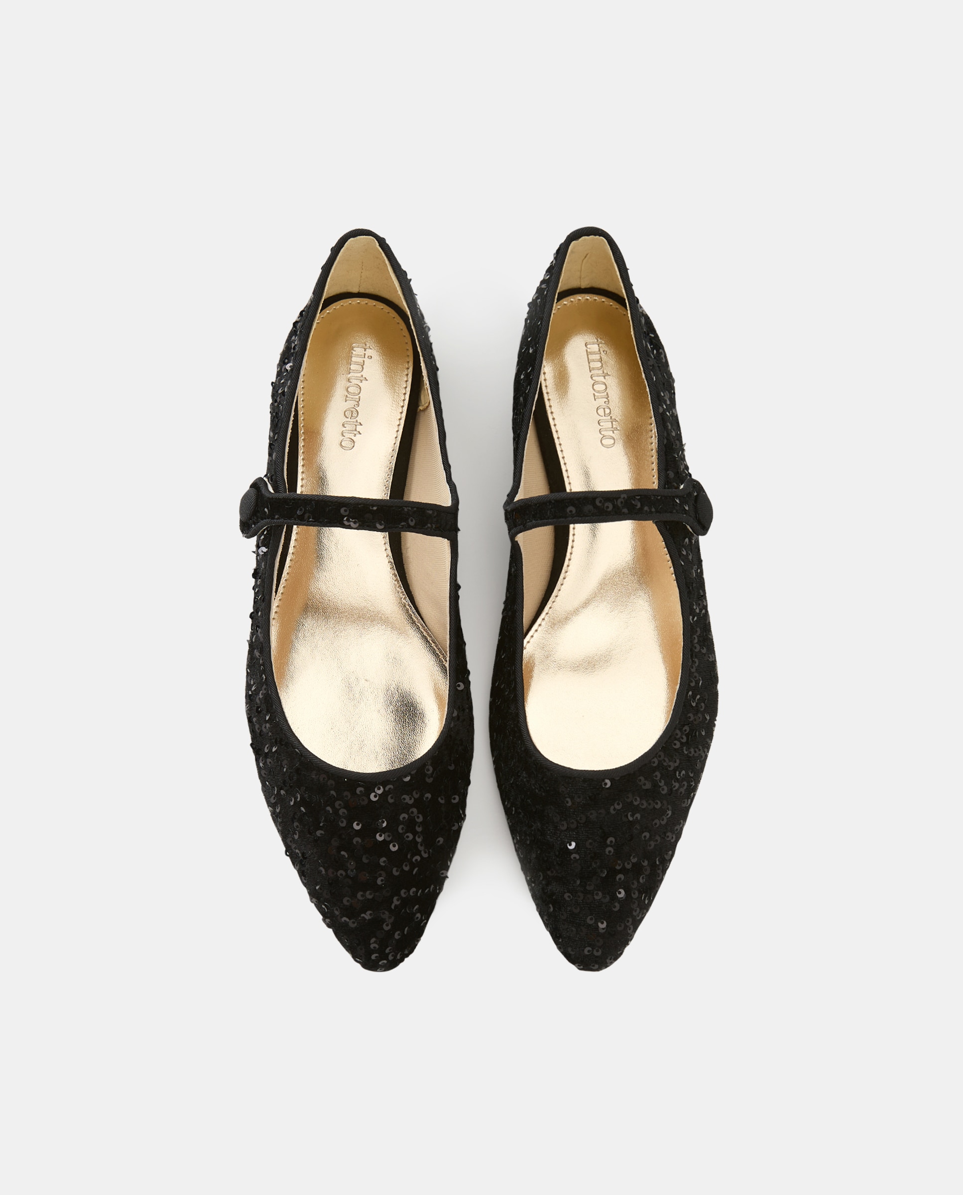 Sapatos Rasos com Pulseira com Botão Preto-4