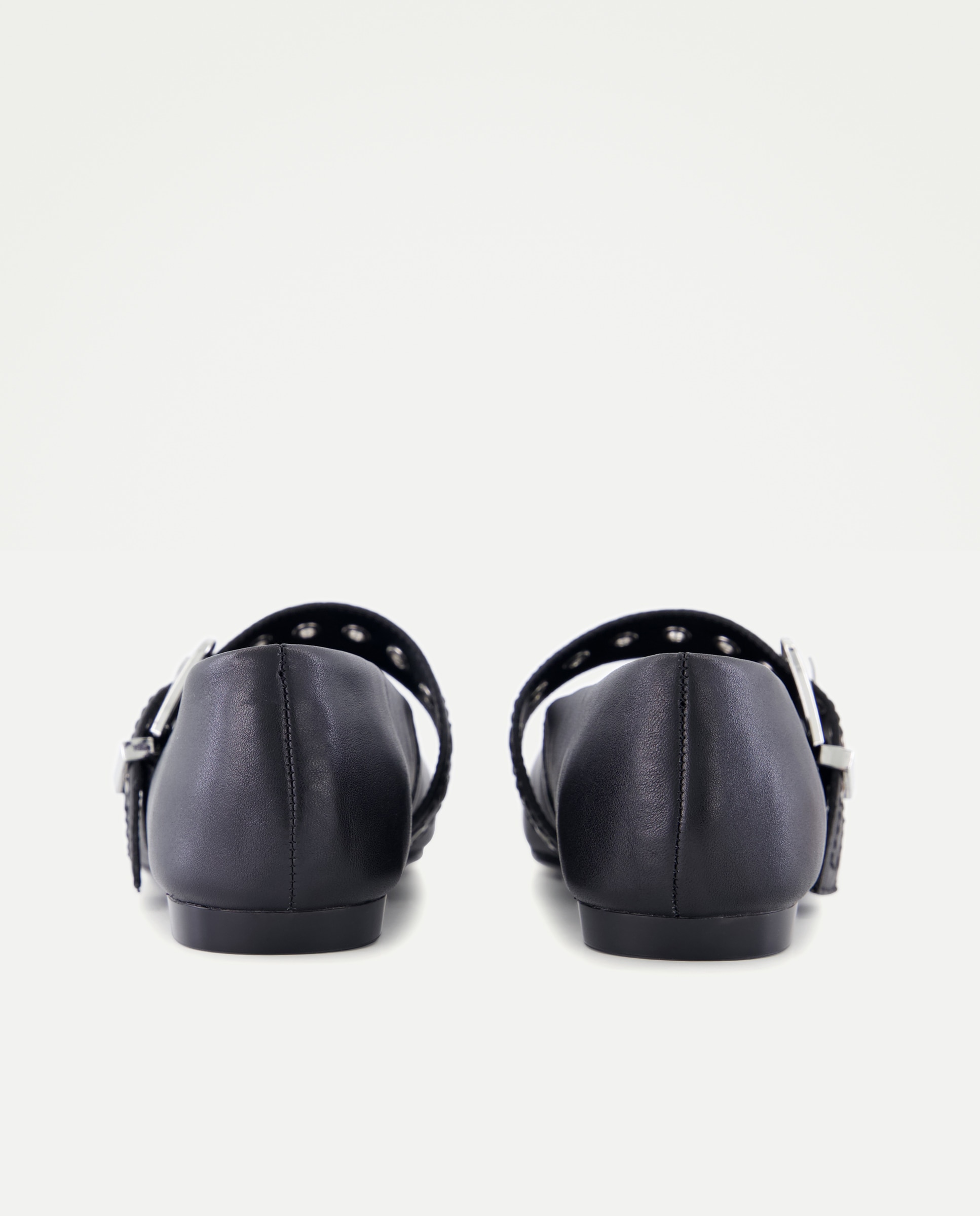 Sapatos de Presilha Rasos com Ferragem Preto-3