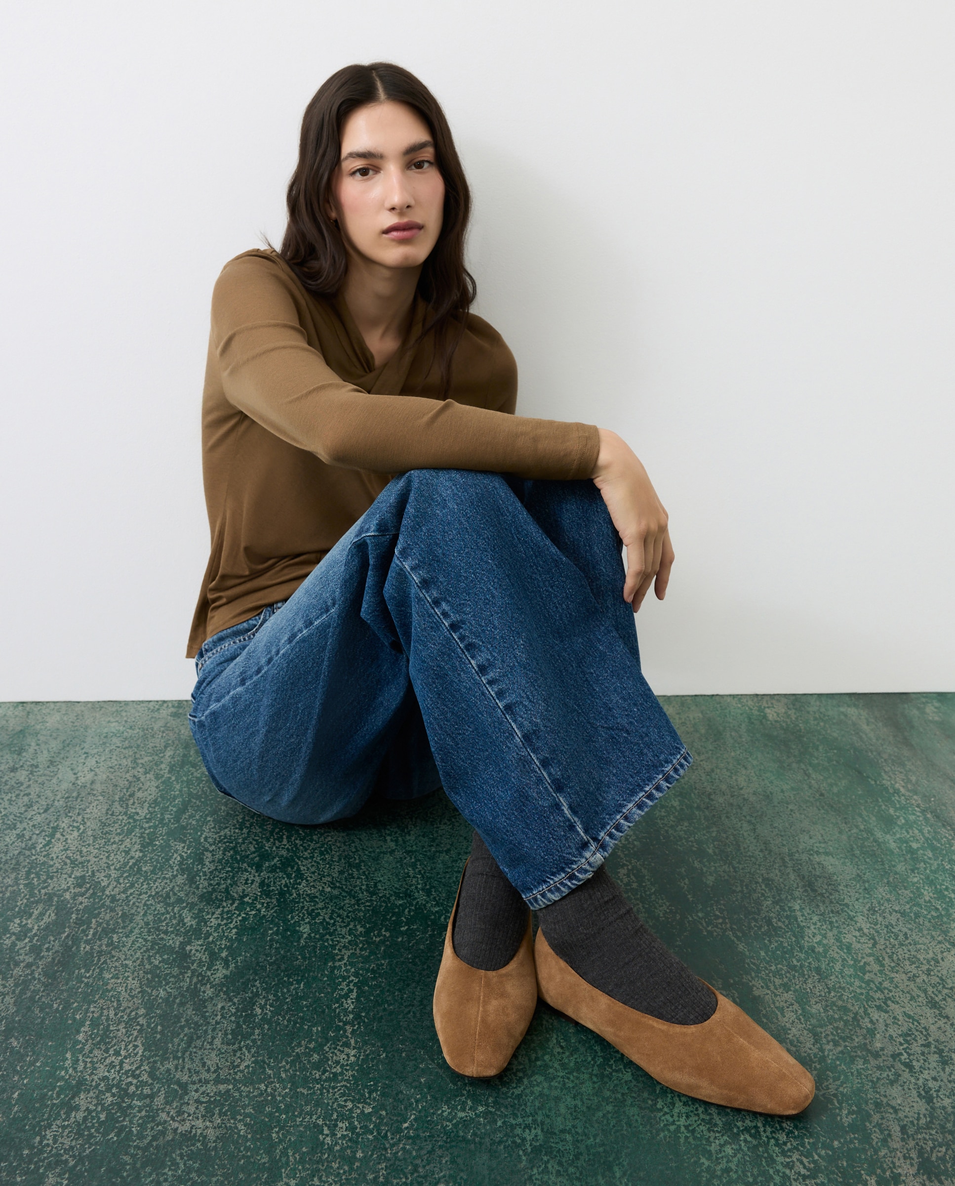 Zapato de mujer plano bailarina hueco alto - Tintoretto - 730 Camel 730 Camel-6