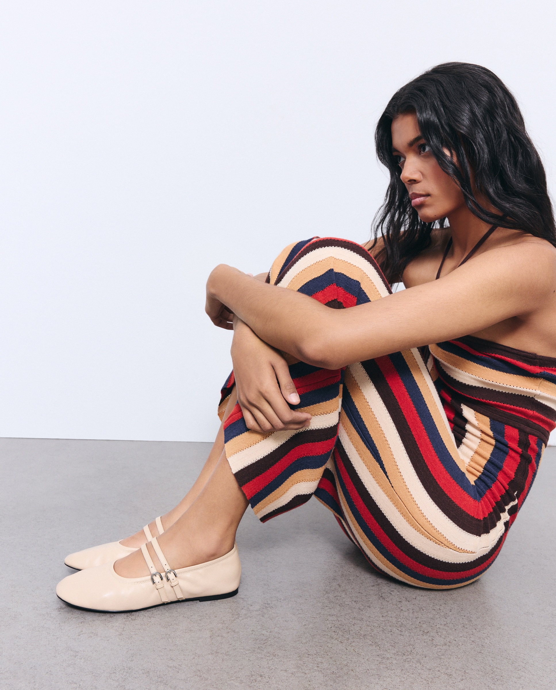 Imagen 6 de Zapato plano de mujer mercedita suave doble tira - Tintoretto - Beige Beige