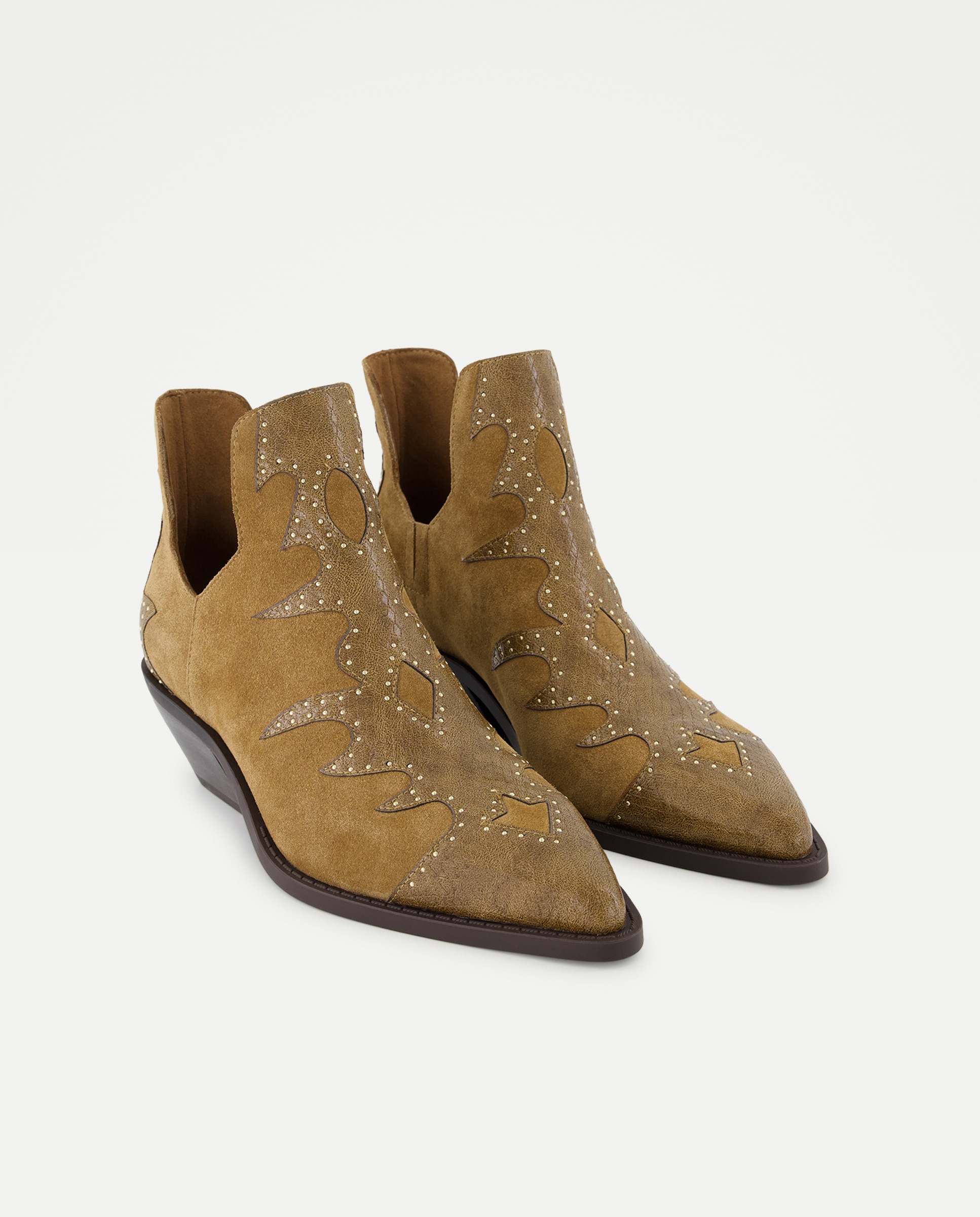 Botins Tipo Cowboy com Tacão em Serpente 730 Camel-2