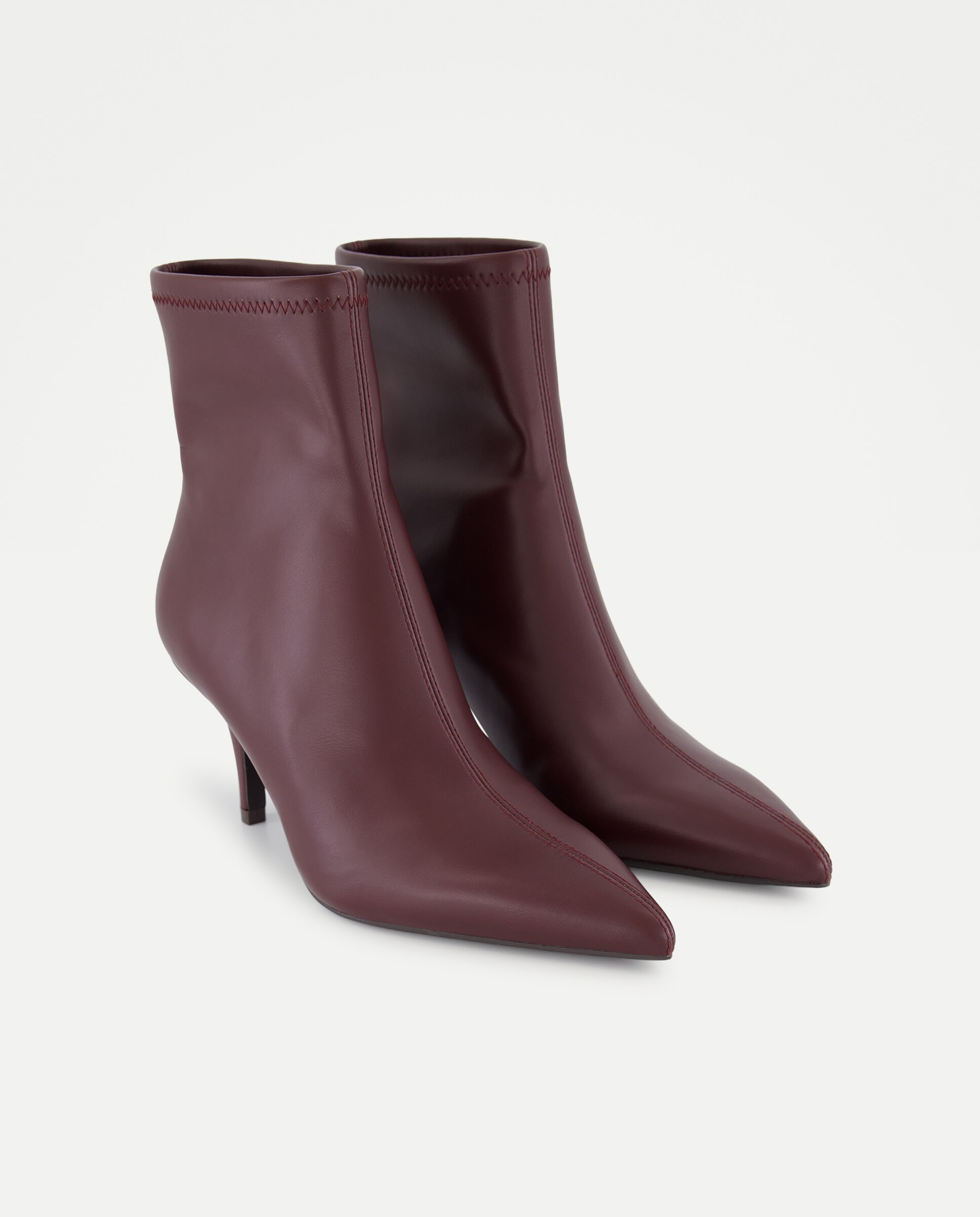 Botins de Salto com Elástico e Biqueira Fina Bordeaux-2