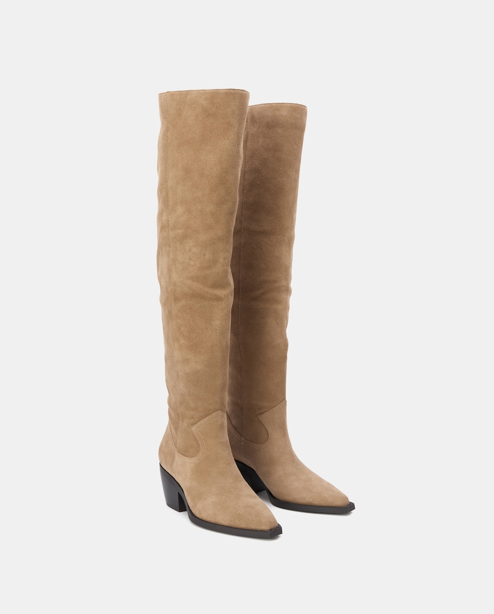 Botas Cowboy Altas de Salto sem Forro 730 Camel-2