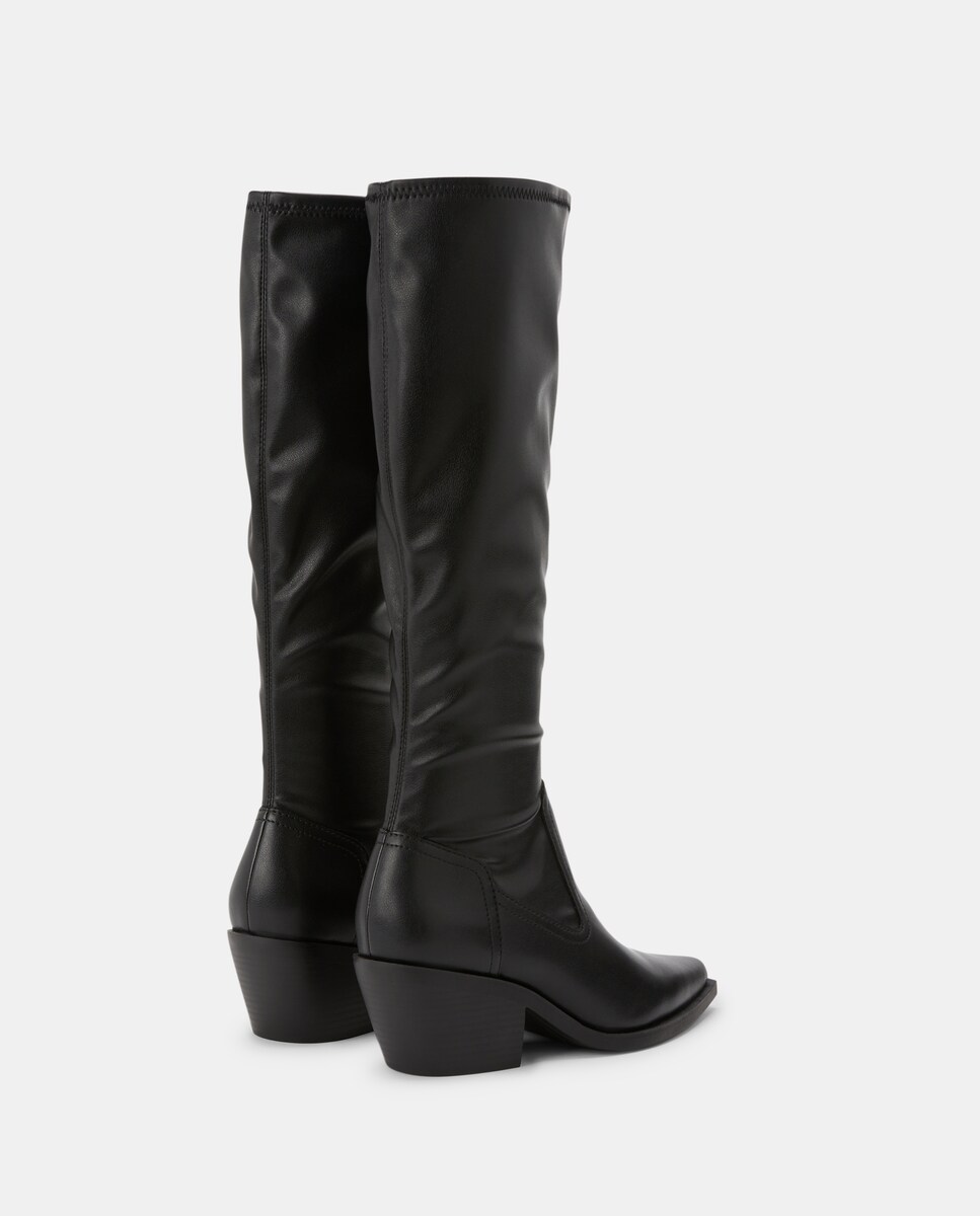 Botas de Salto Estilo Cowboy Preto-3