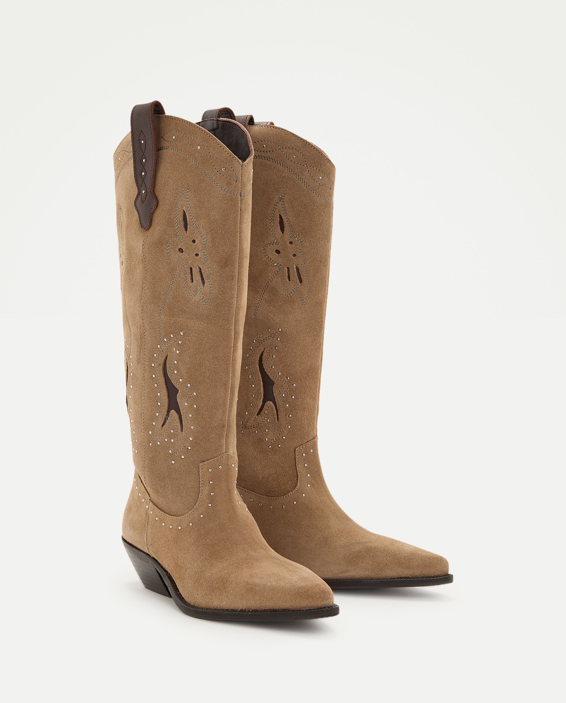 Botines de mujer con tacón estilo cowboy - Tintoretto - Visón claro Visón claro-2