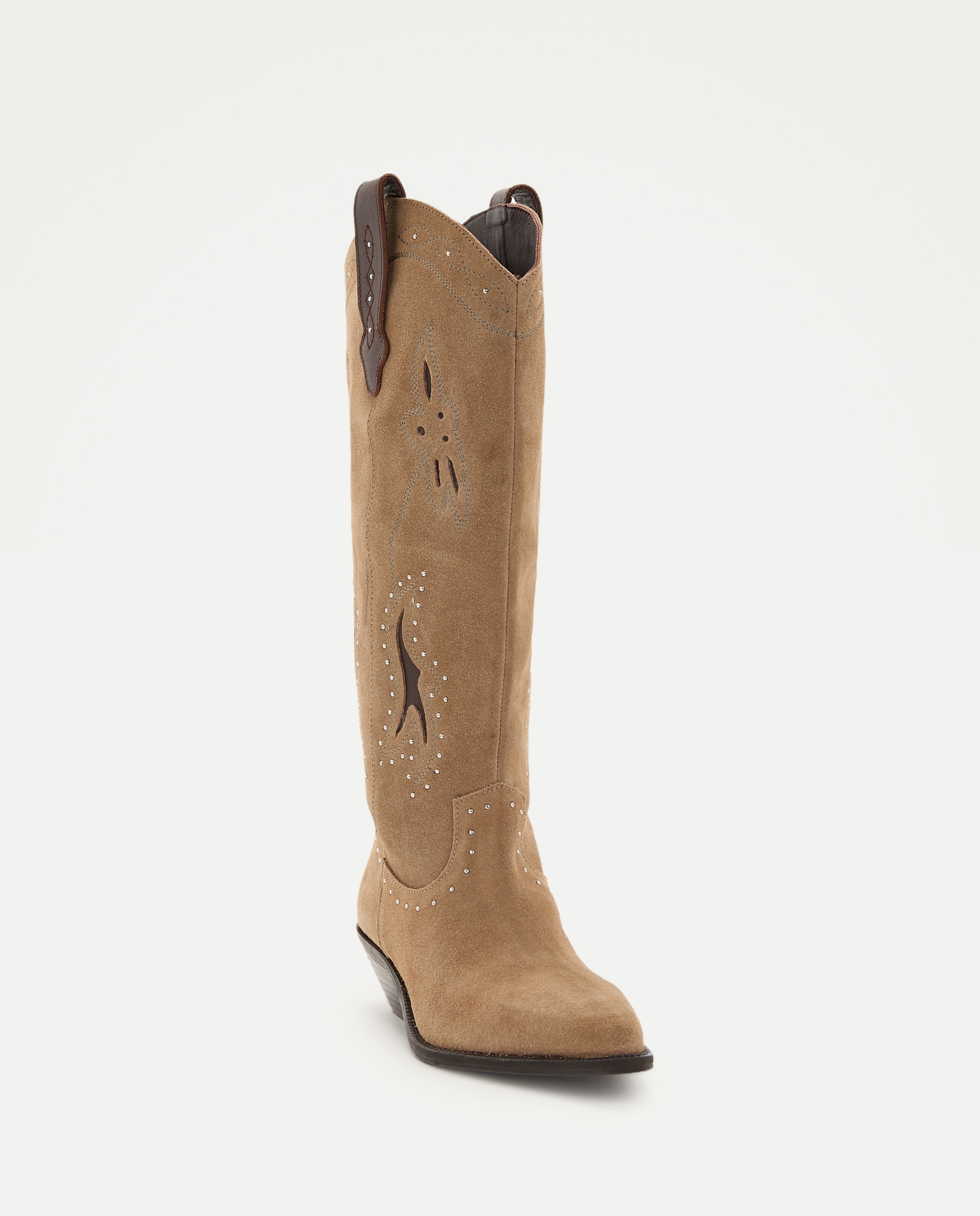 Botines de mujer con tacón estilo cowboy - Tintoretto - Visón claro Visón claro-4