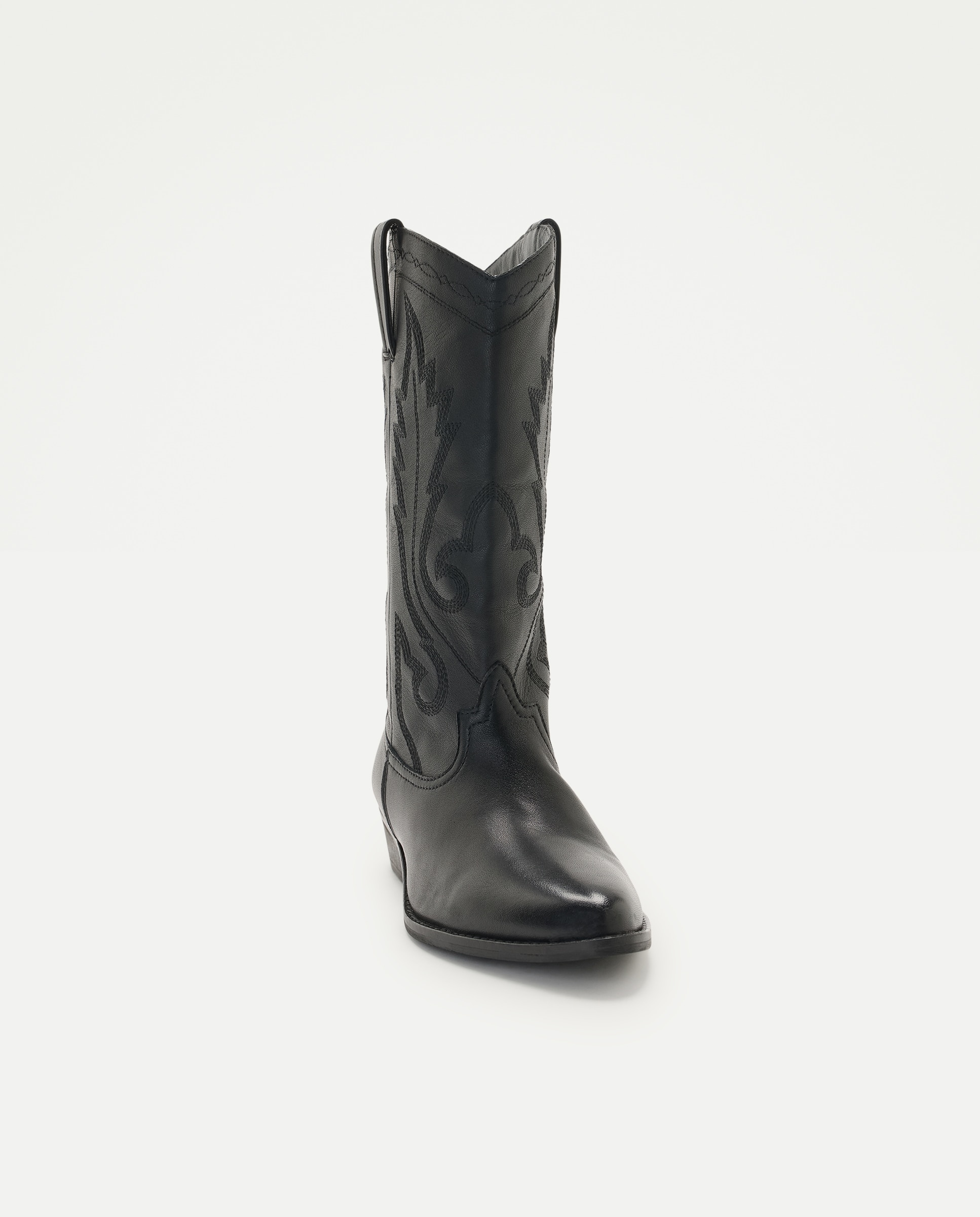 Botas Cowboy de Salto com Bordados Preto-4