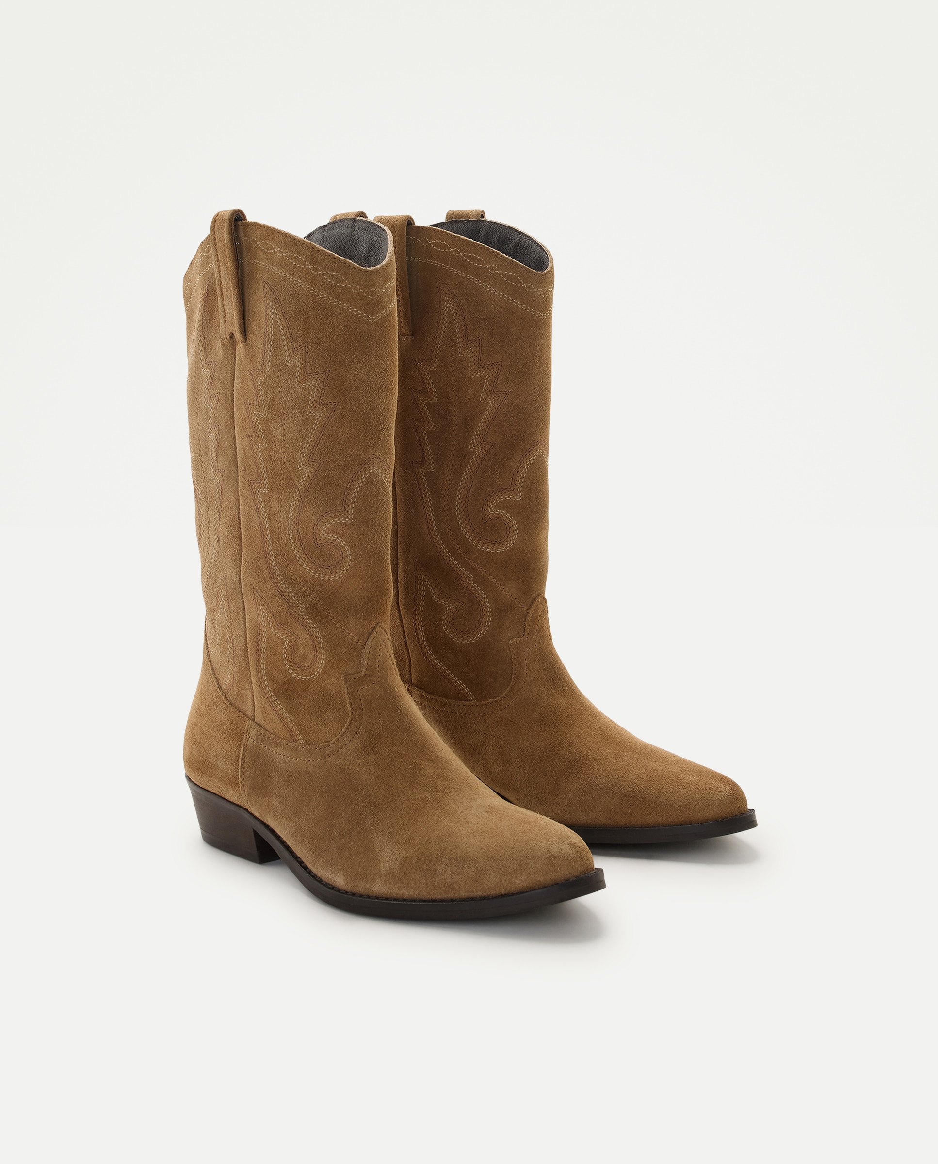 Botas Cowboy de Salto com Bordados 730 Camel-2