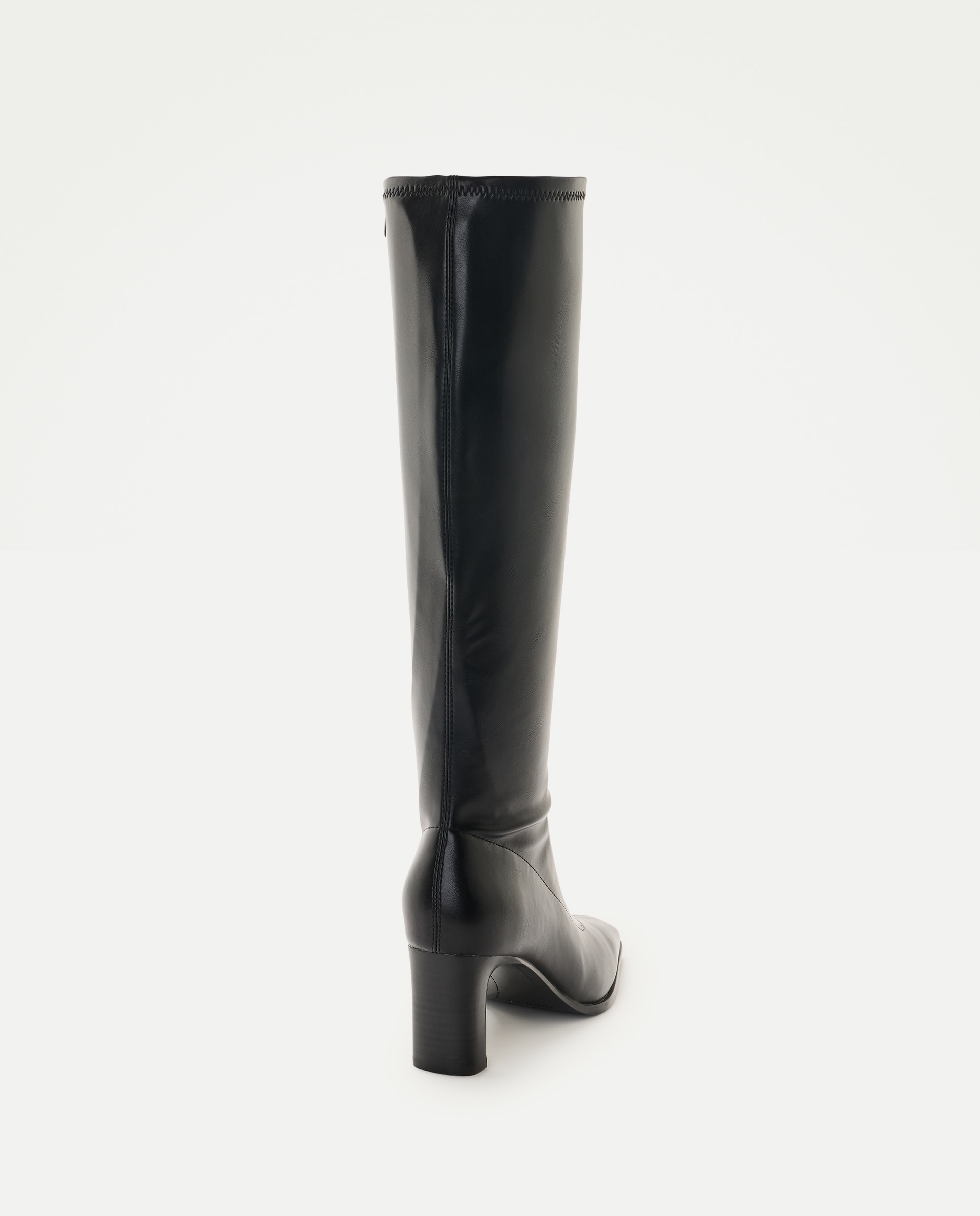 Botas de Salto Elásticas com Biqueira Quadrada Preto-3