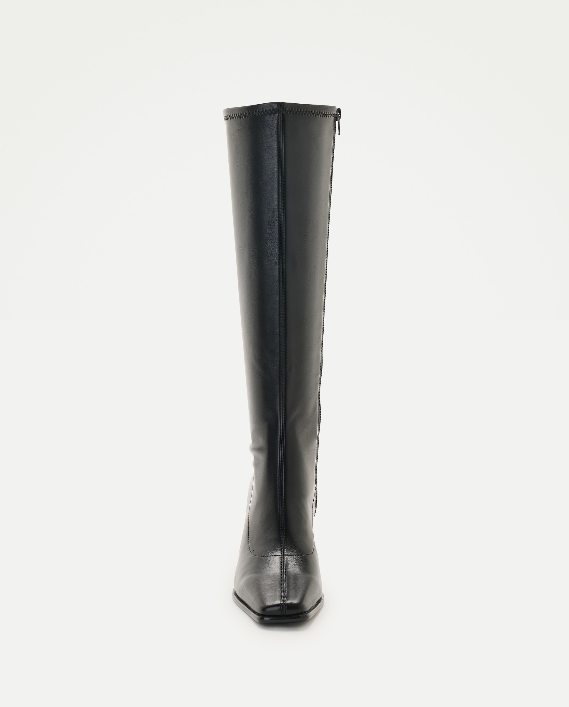 Botas de Salto Elásticas com Biqueira Quadrada Preto-4