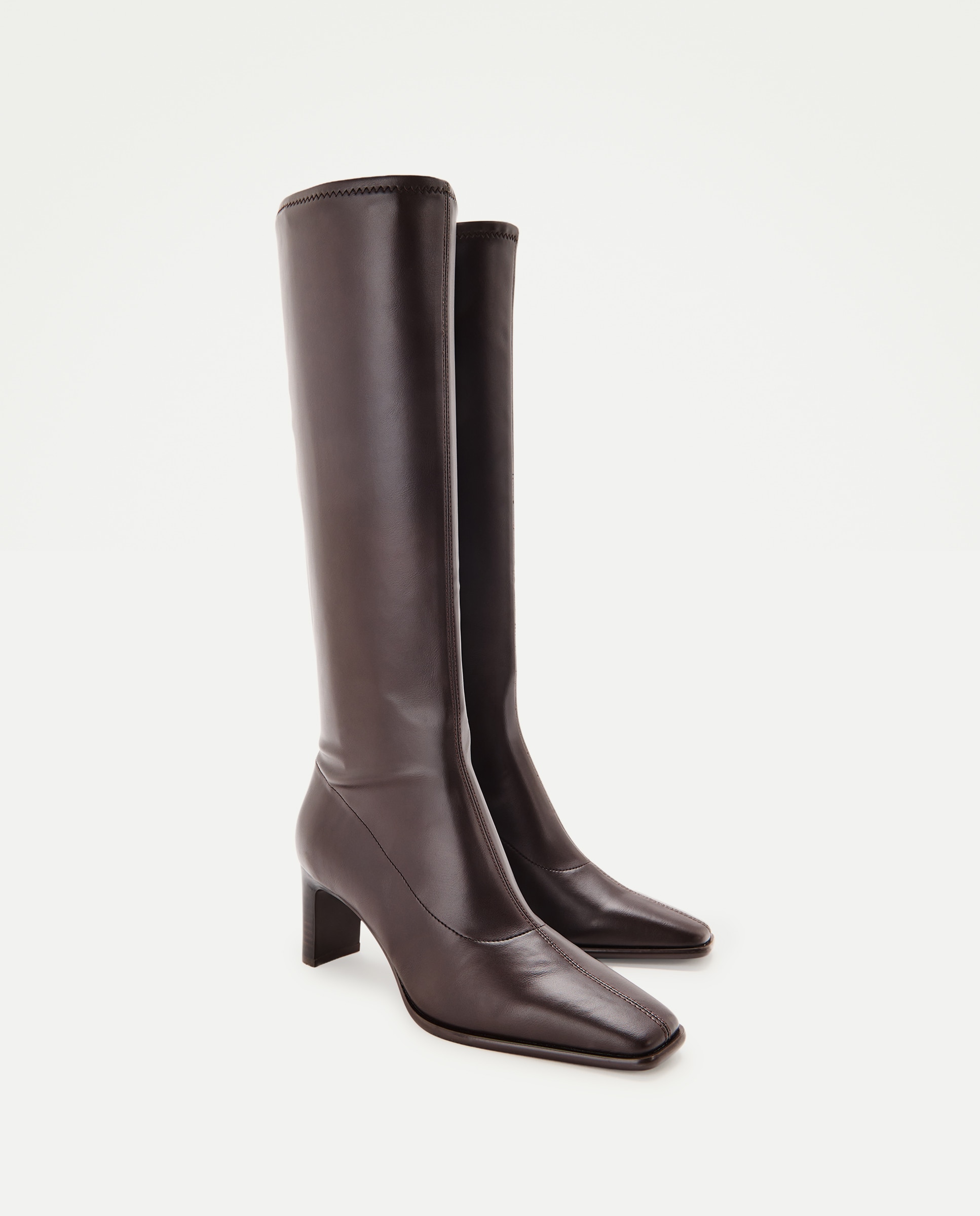 Bota de mujer tacón elástica punta cuadrada - Tintoretto - Marrón Marrón-2