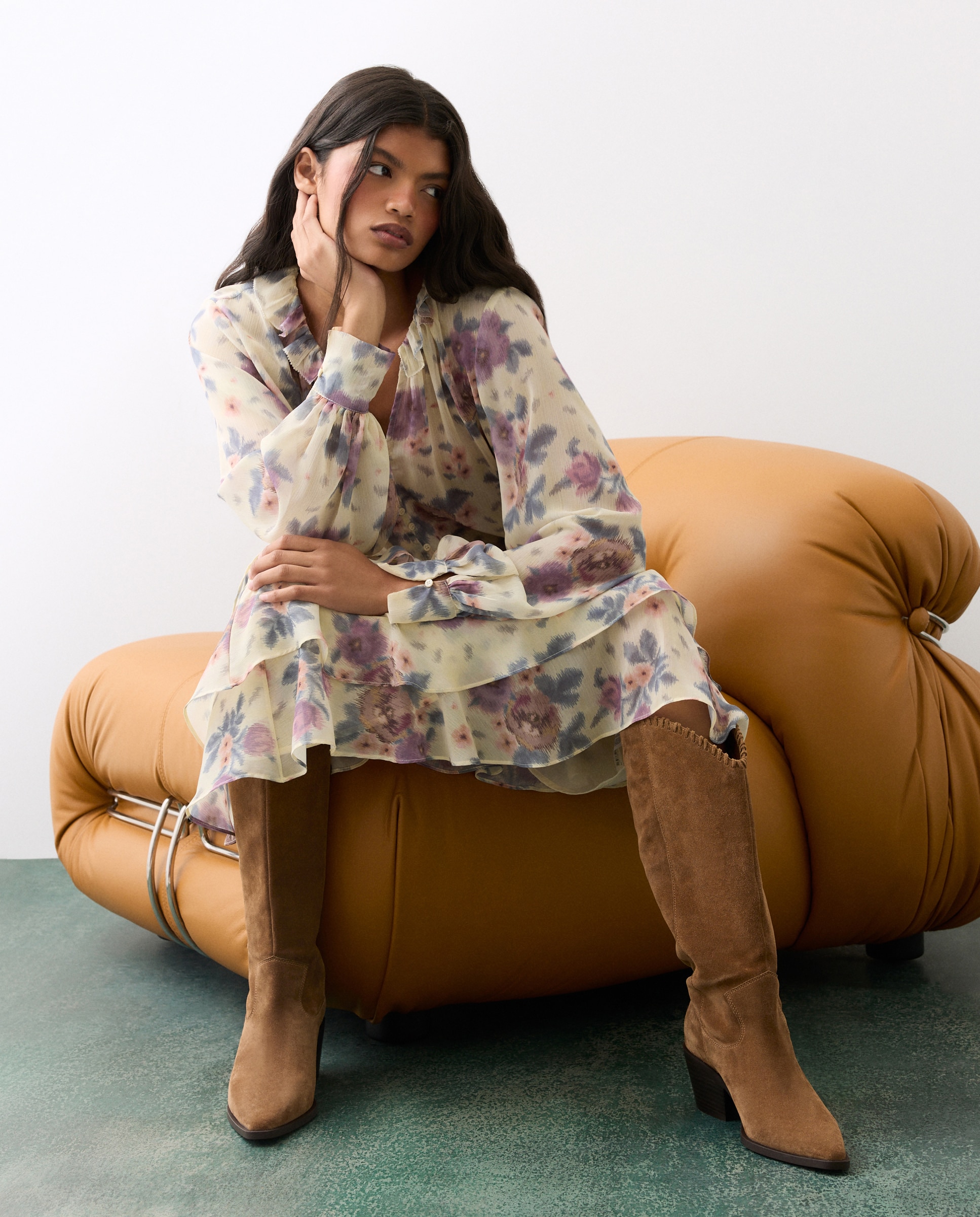 Bota de mujer tacón cowboy alta pasados - Tintoretto - 730 Camel 730 Camel-5