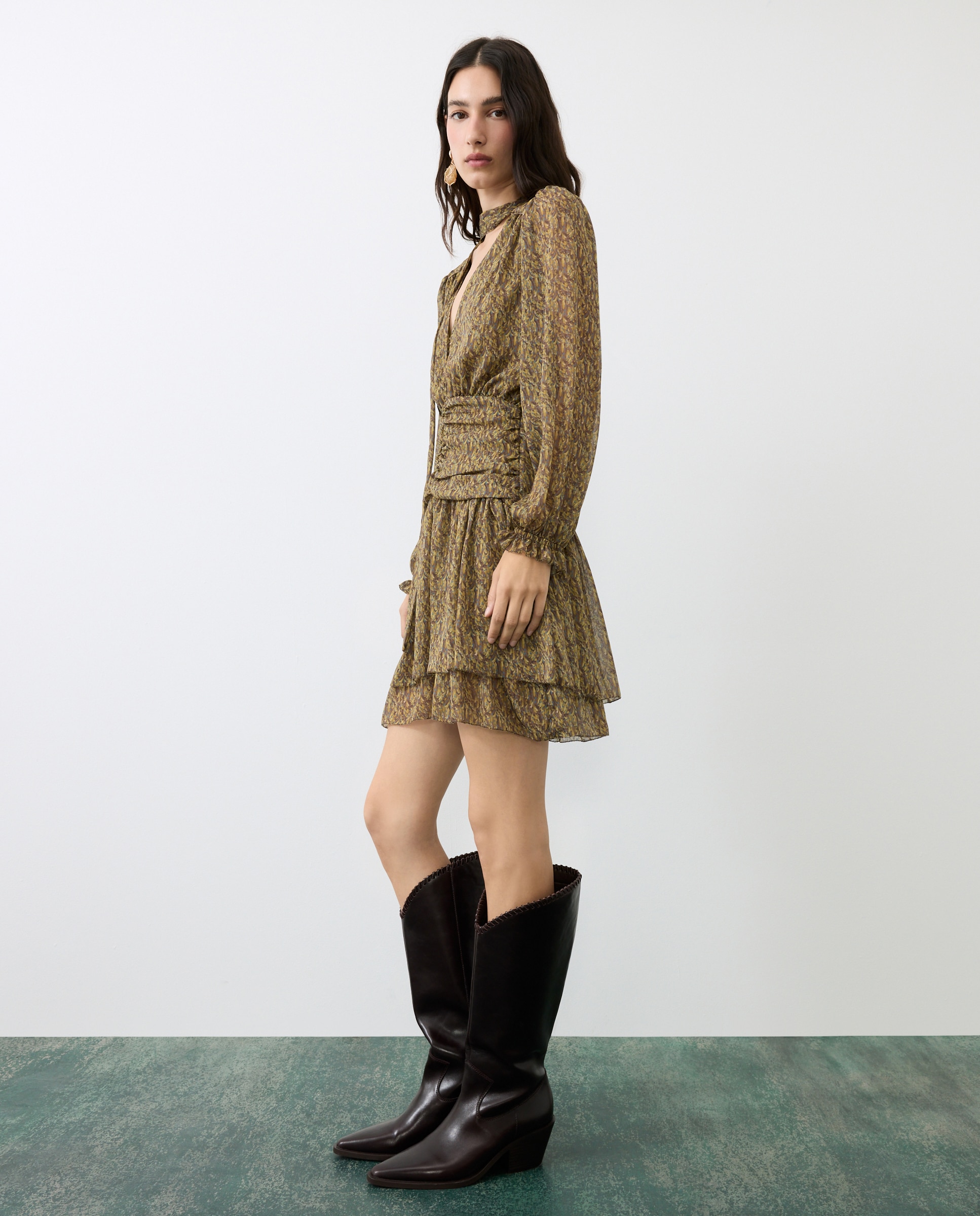 Botas Altas de Salto Bowboy com Passadores Castanho-5