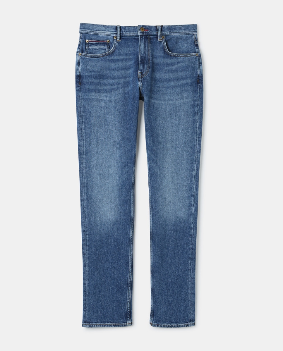 Jeans straight fit azul médio Azul-índigo-1