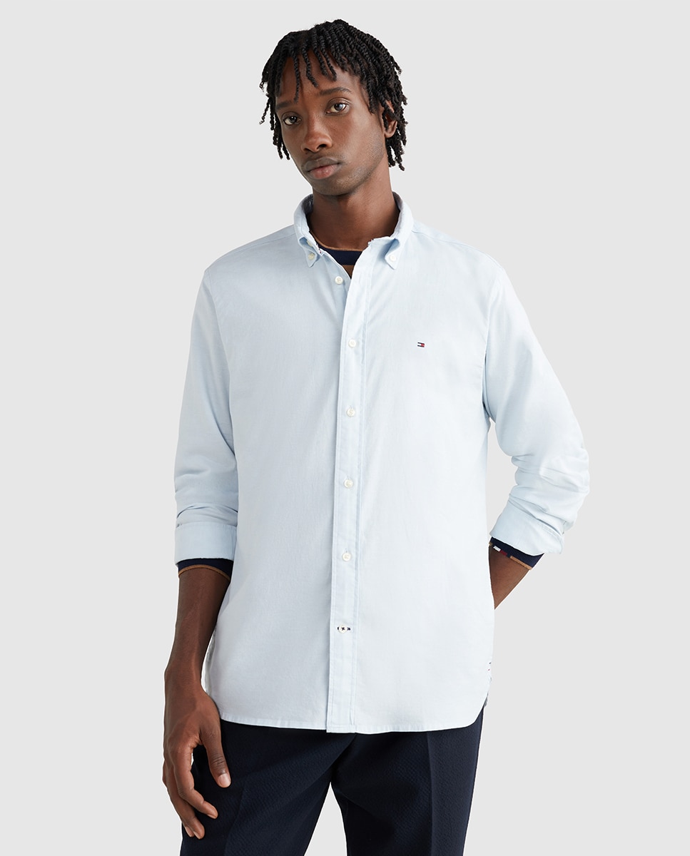 Camisa Regular Fit de Manga Comprida Azul-claro-1