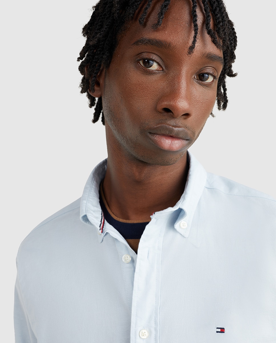 Camisa Regular Fit de Manga Comprida Azul-claro-3