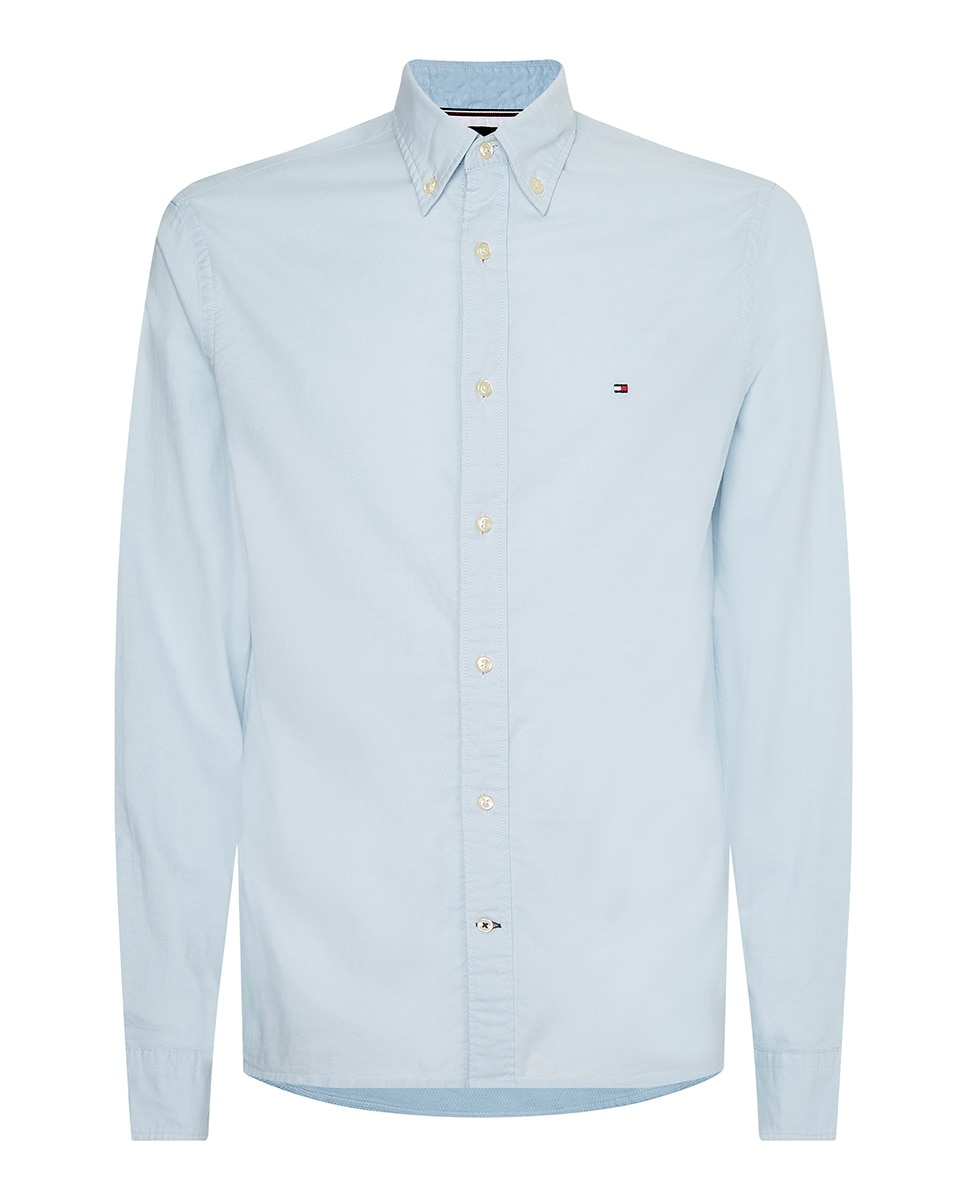 Camisa Regular Fit de Manga Comprida Azul-claro-4