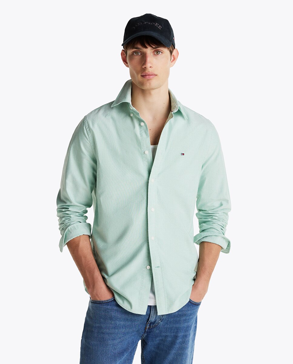Tommy Hilfiger - Camisa lisa Heritage Oxford de hombre en manga larga.