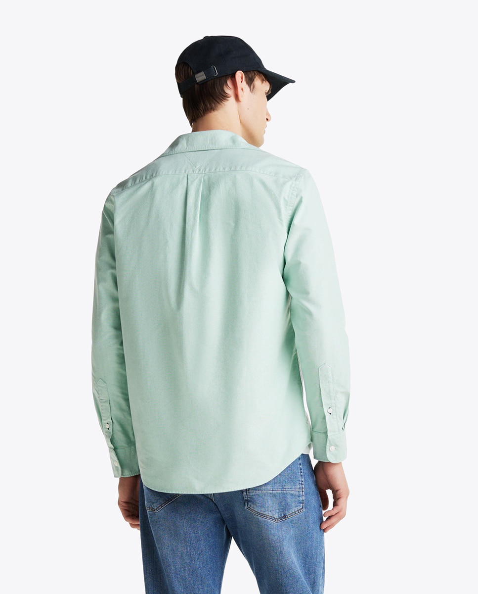 Camisa Lisa Heritage Oxford de Manga Comprida Verde Água-2