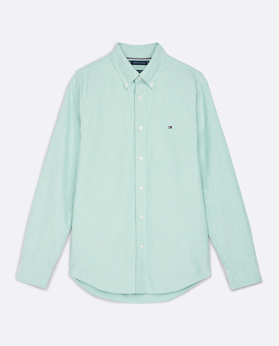 Camisa Lisa Heritage Oxford de Manga Comprida Verde Água-4