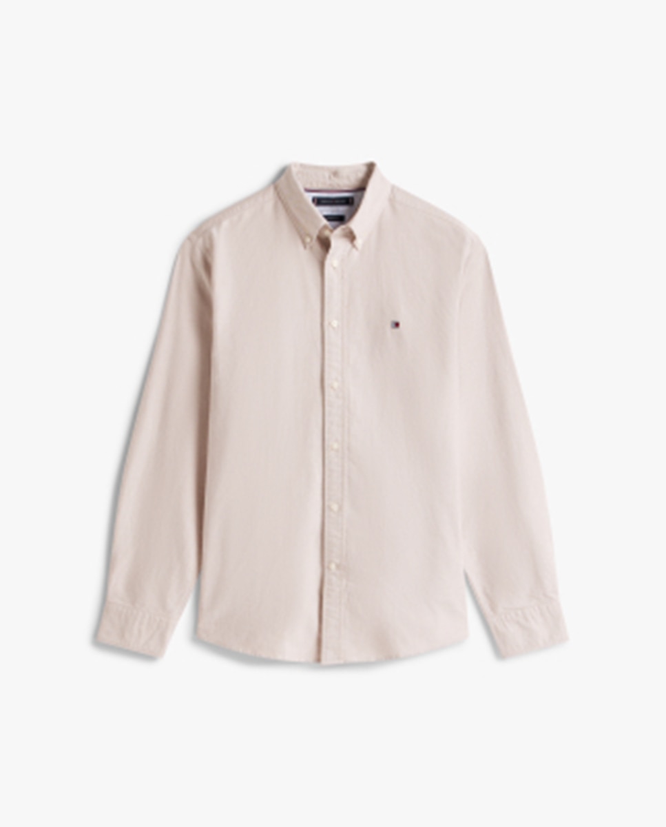 Camisa Lisa Heritage Oxford de Manga Comprida Bege-4