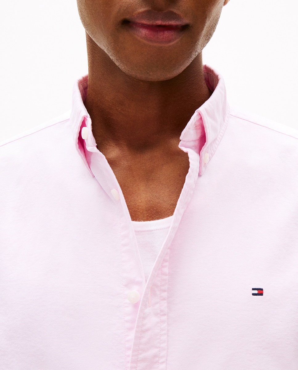 Camisa lisa Heritage Oxford de hombre en manga larga - Tommy Hilfiger - Rosa Rosa-3