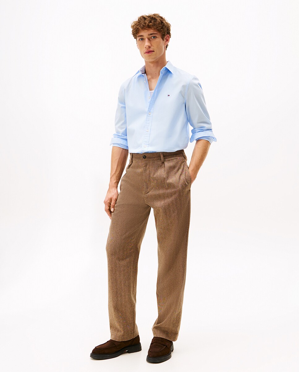 Camisa Lisa de Popelina Azul-claro-5