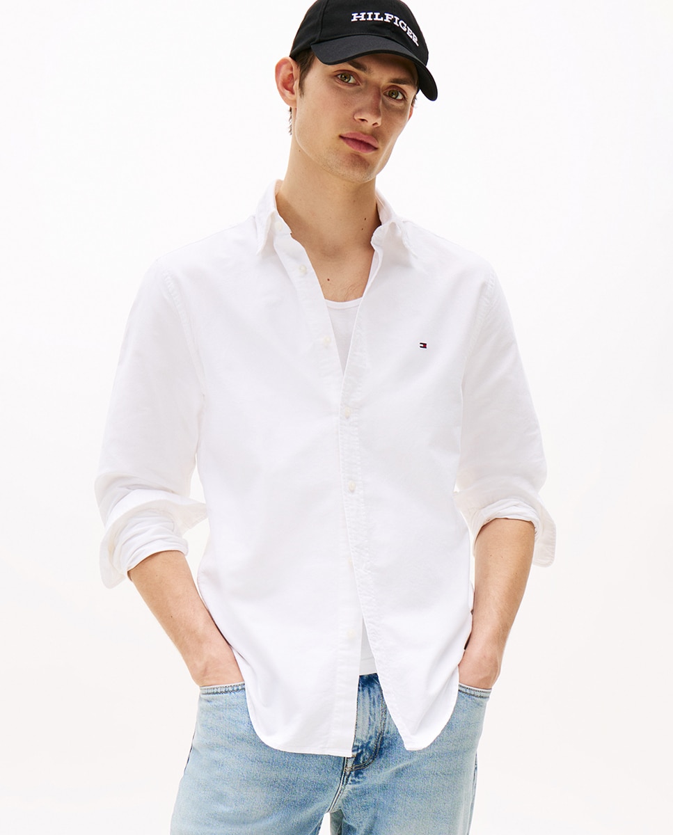 Camisa lisa Heritage Oxford de hombre en manga larga - Tommy Hilfiger - Blanco Blanco-1