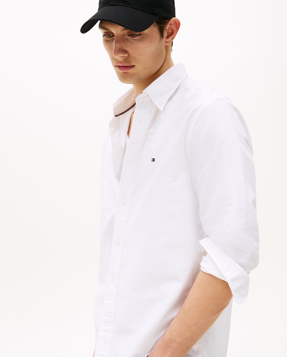 Camisa lisa Heritage Oxford de hombre en manga larga - Tommy Hilfiger - Blanco Blanco-3