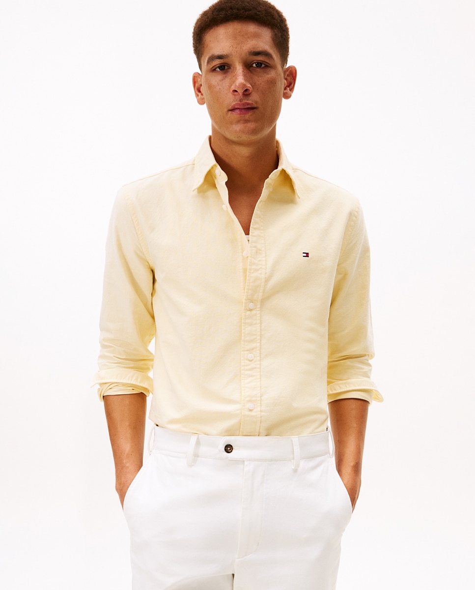Camisa Lisa Heritage Oxford de Manga Comprida Amarelo-1