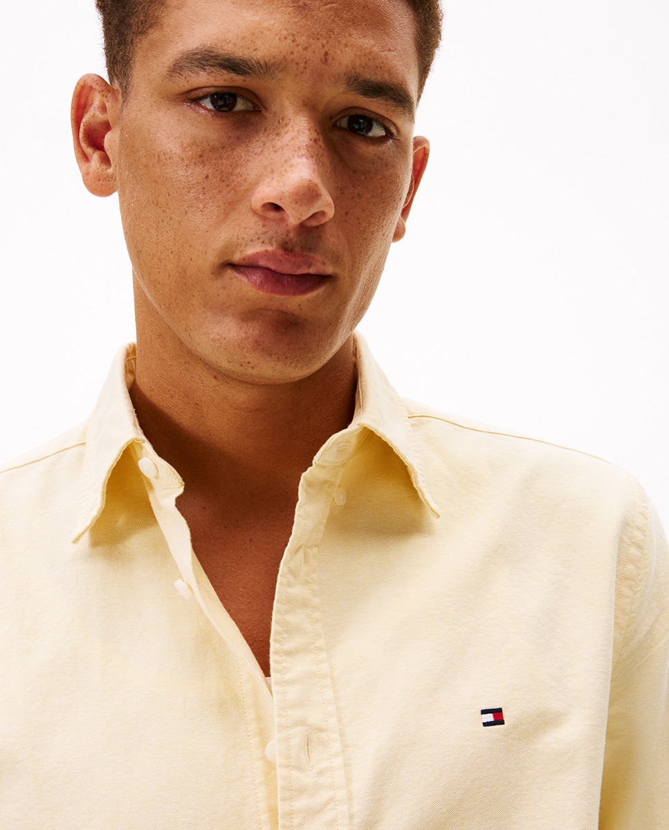 Camisa Lisa Heritage Oxford de Manga Comprida Amarelo-3