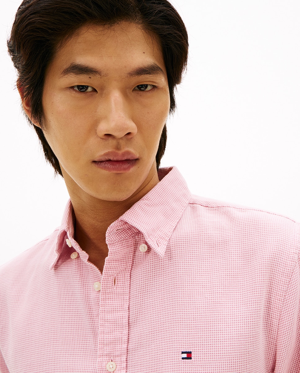 Camisa Lisa Tipo Dobby Rosa-3