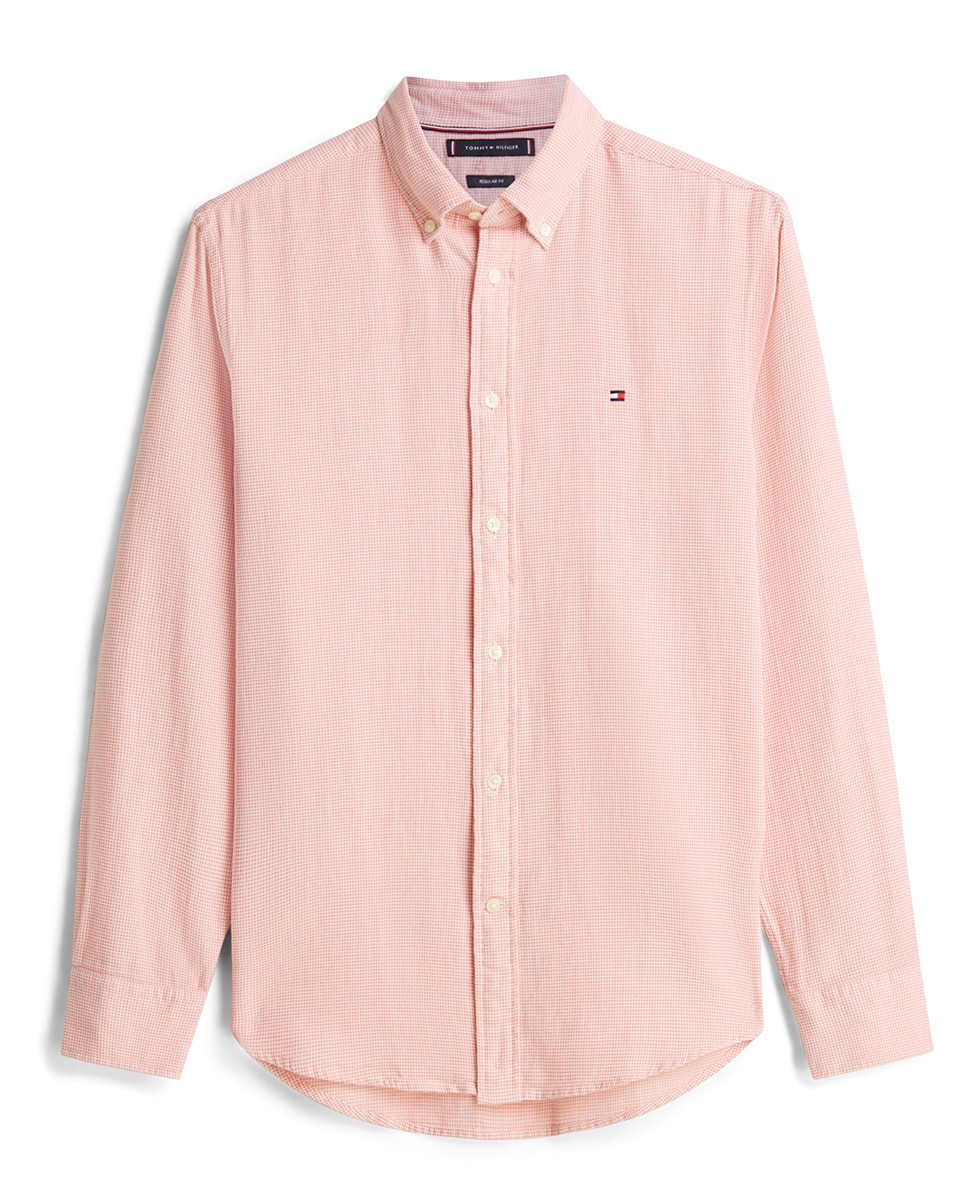 Camisa Lisa Tipo Dobby Rosa-4