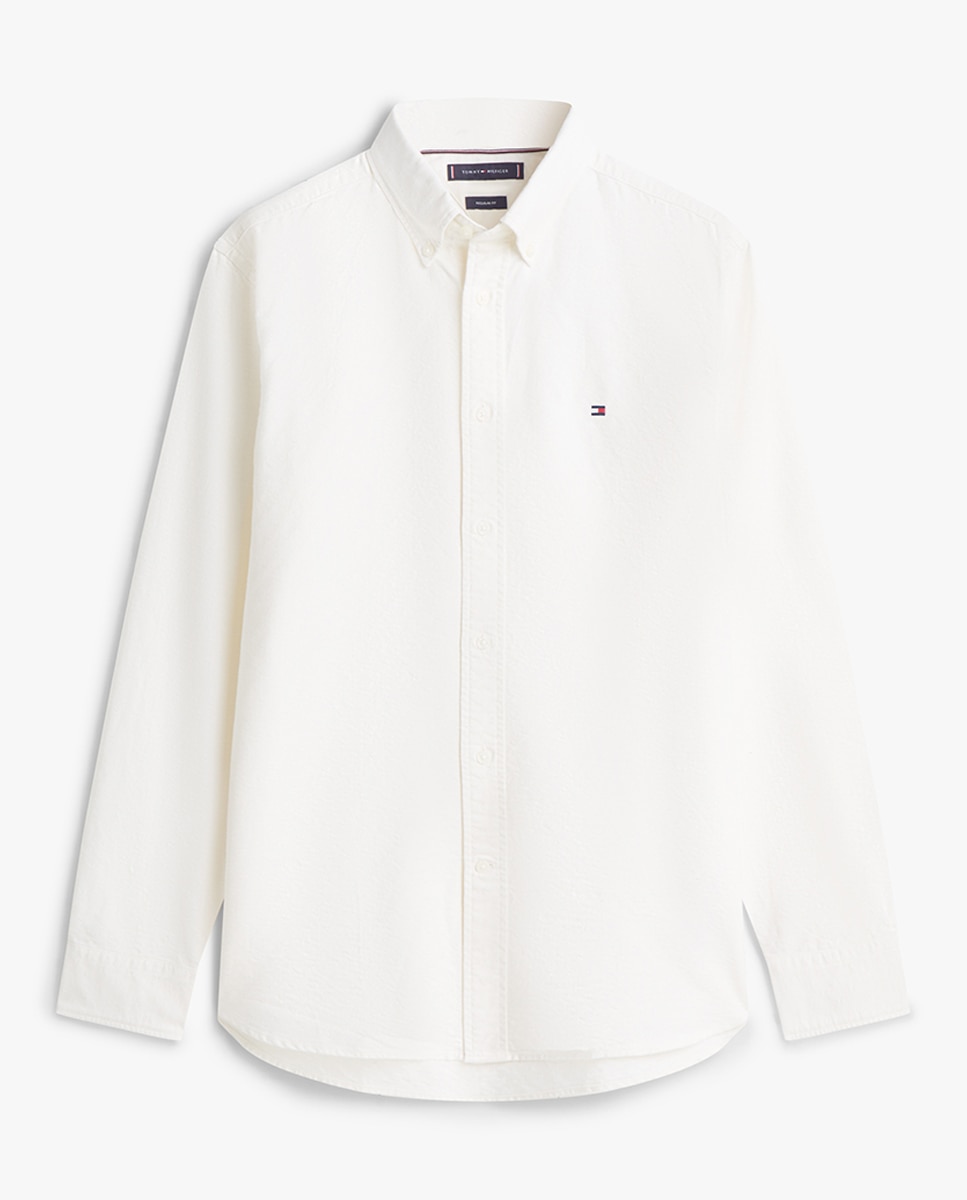 Camisa Lisa Tipo Dobby Branco-4