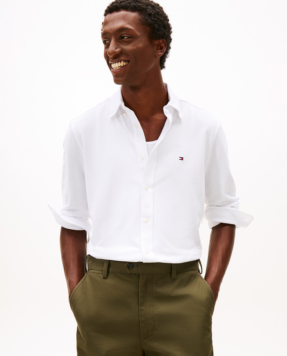 Camisa Lisa de Piqué Branco-1