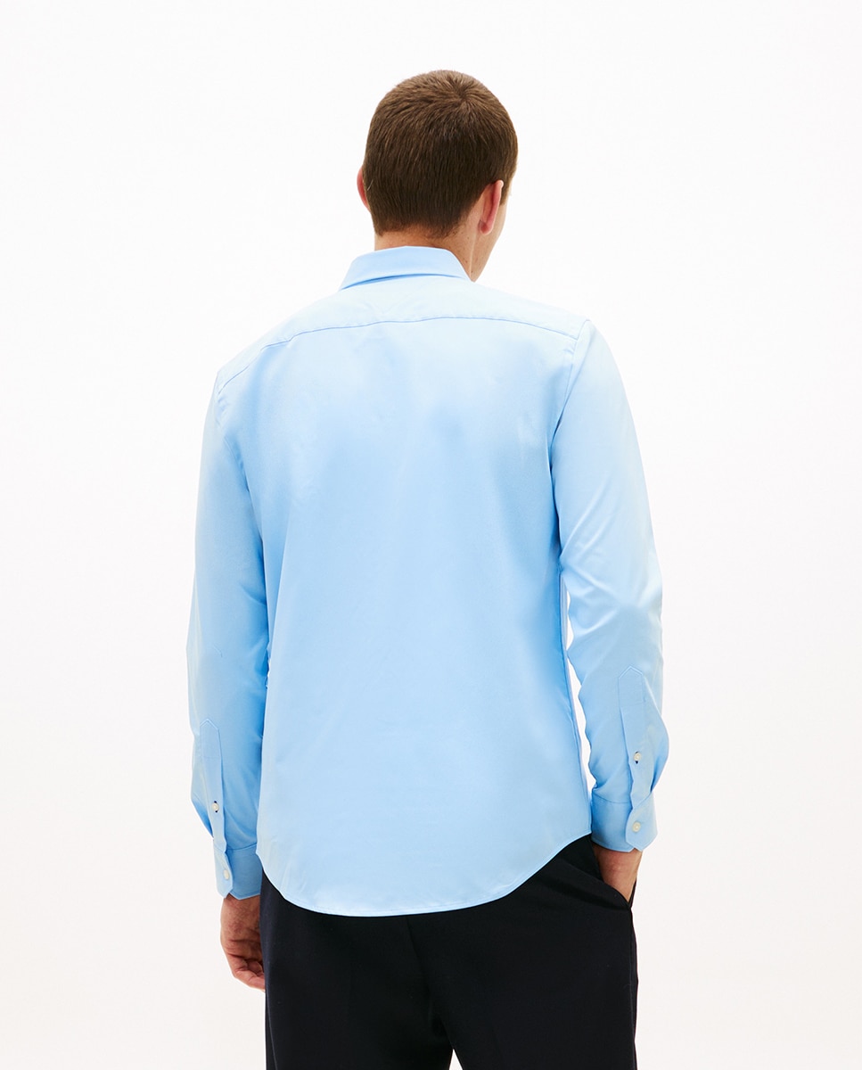 Camisa Lisa de Popelina Azul-2