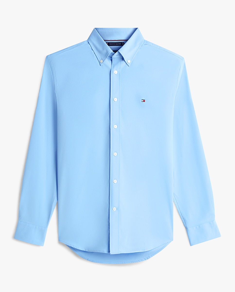 Camisa Lisa de Popelina Azul-4