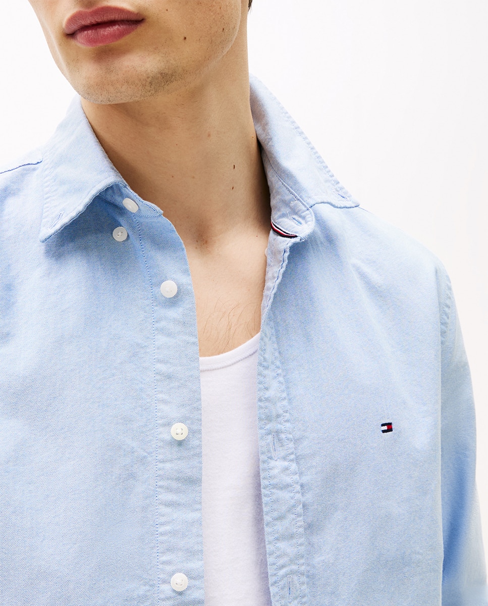 Camisa lisa Heritage Oxford de hombre en manga larga - Tommy Hilfiger - Azul claro Azul claro-3