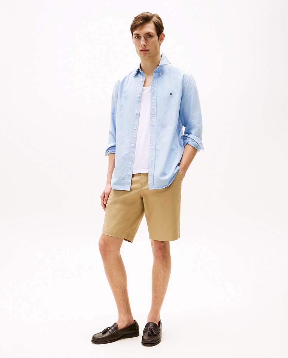 Camisa lisa Heritage Oxford de hombre en manga larga - Tommy Hilfiger - Azul claro Azul claro-5