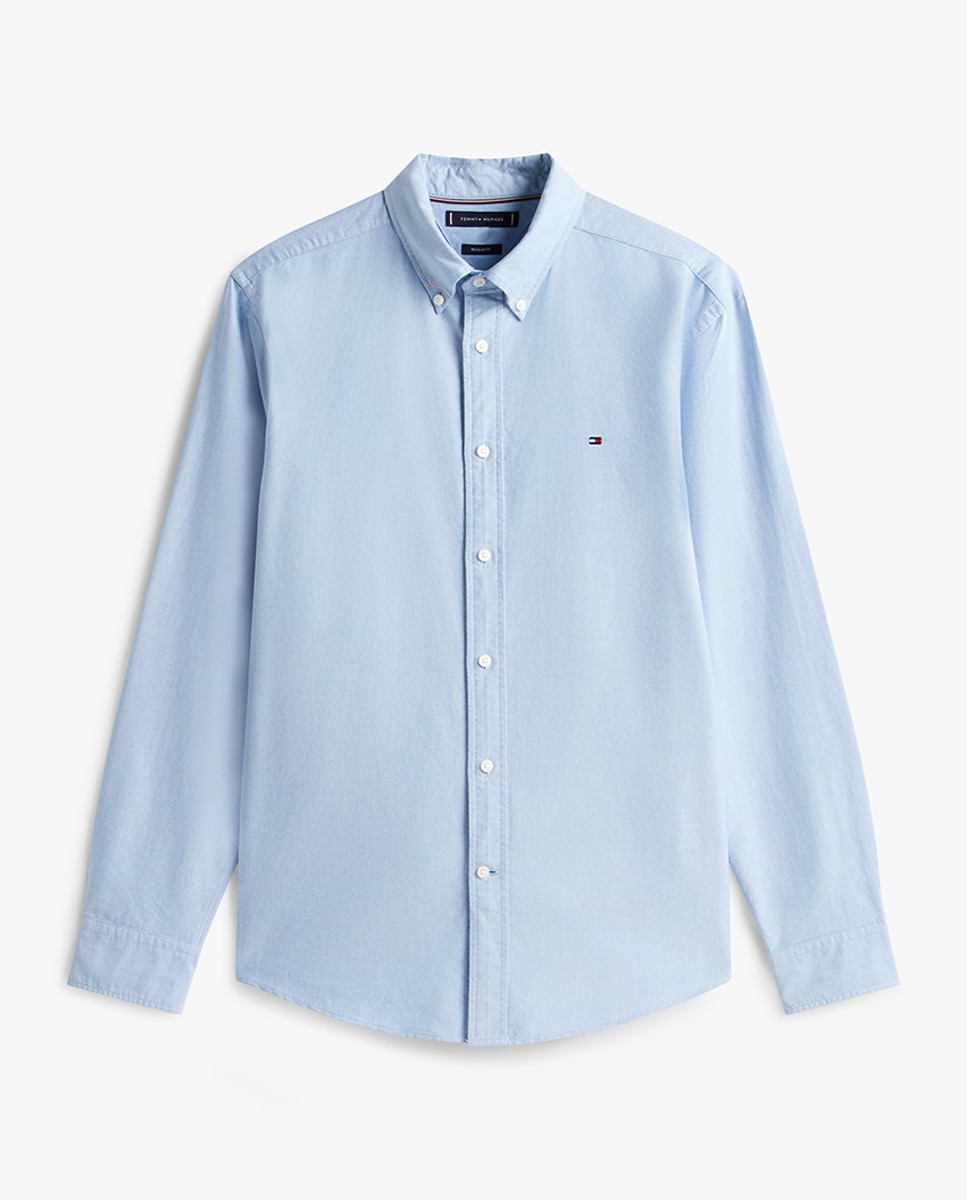 Camisa lisa Heritage Oxford de hombre en manga larga - Tommy Hilfiger - Azul claro Azul claro-4