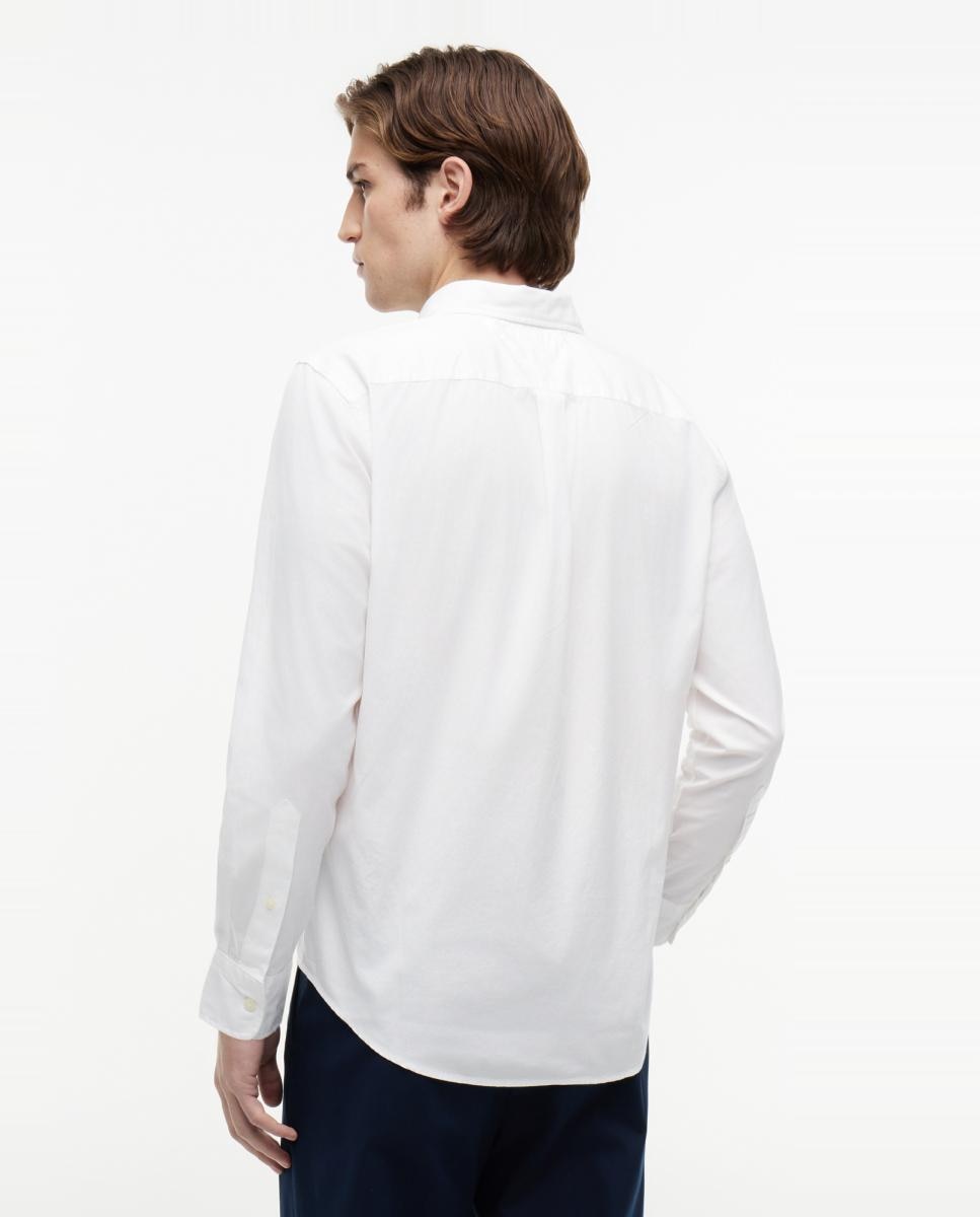 Camisa Lisa de Popelina com Corte Regular Branco-2