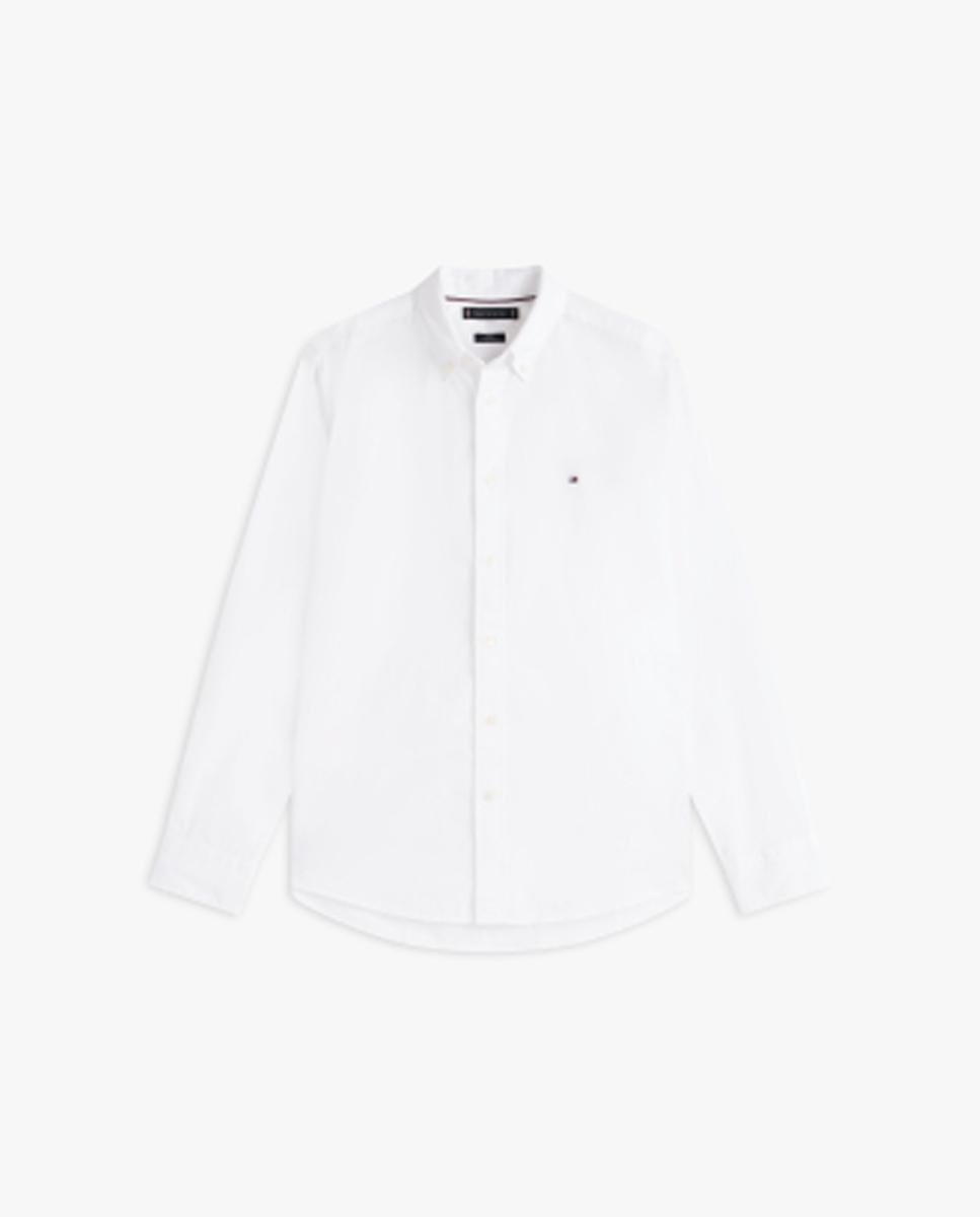 Camisa Lisa de Popelina com Corte Regular Branco-4