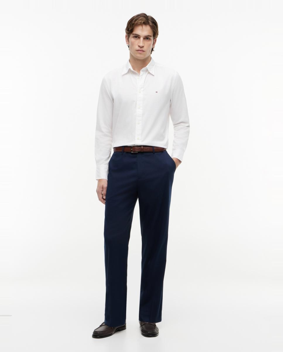 Camisa Lisa de Popelina com Corte Regular Branco-7