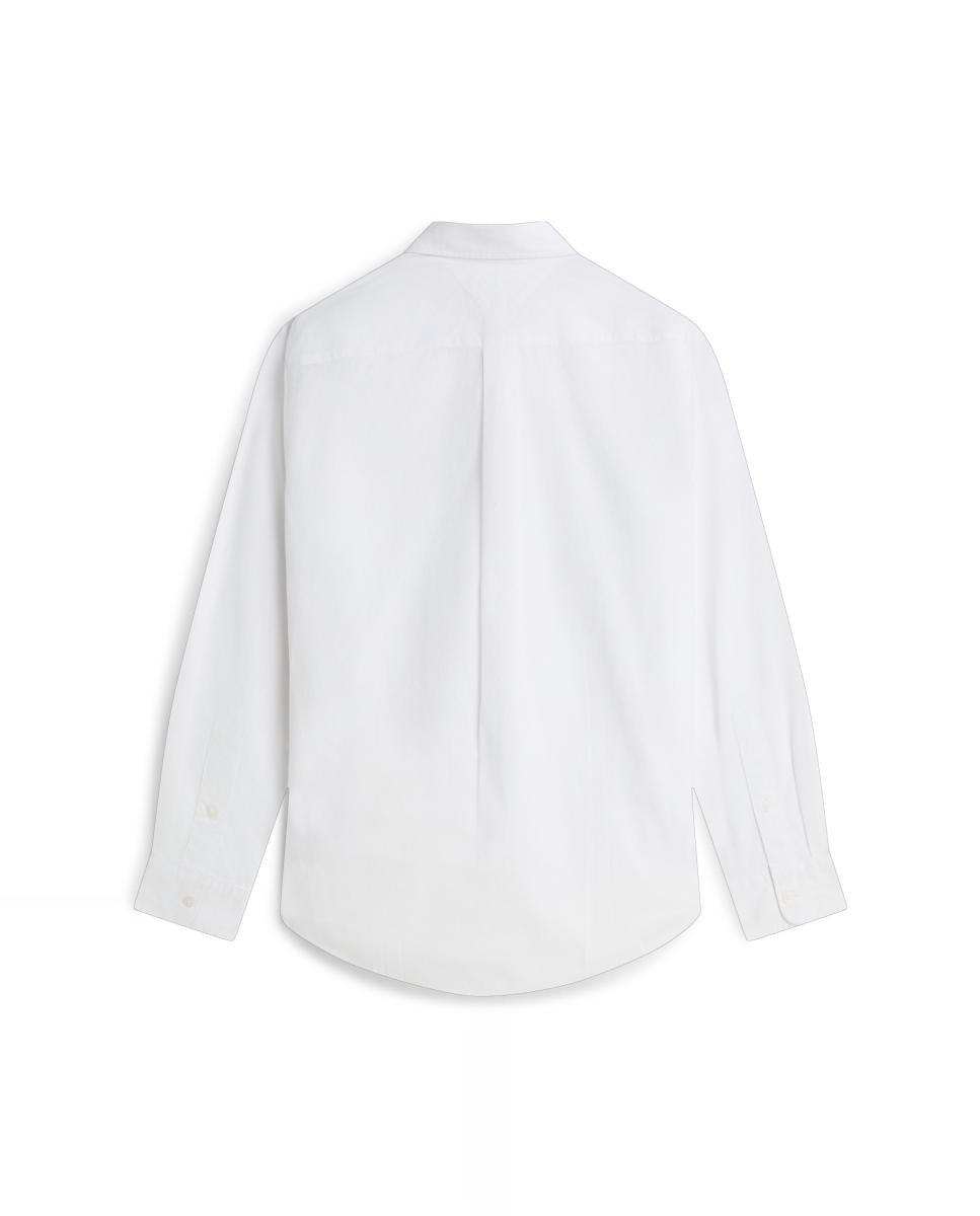 Camisa Lisa de Popelina com Corte Regular Branco-6