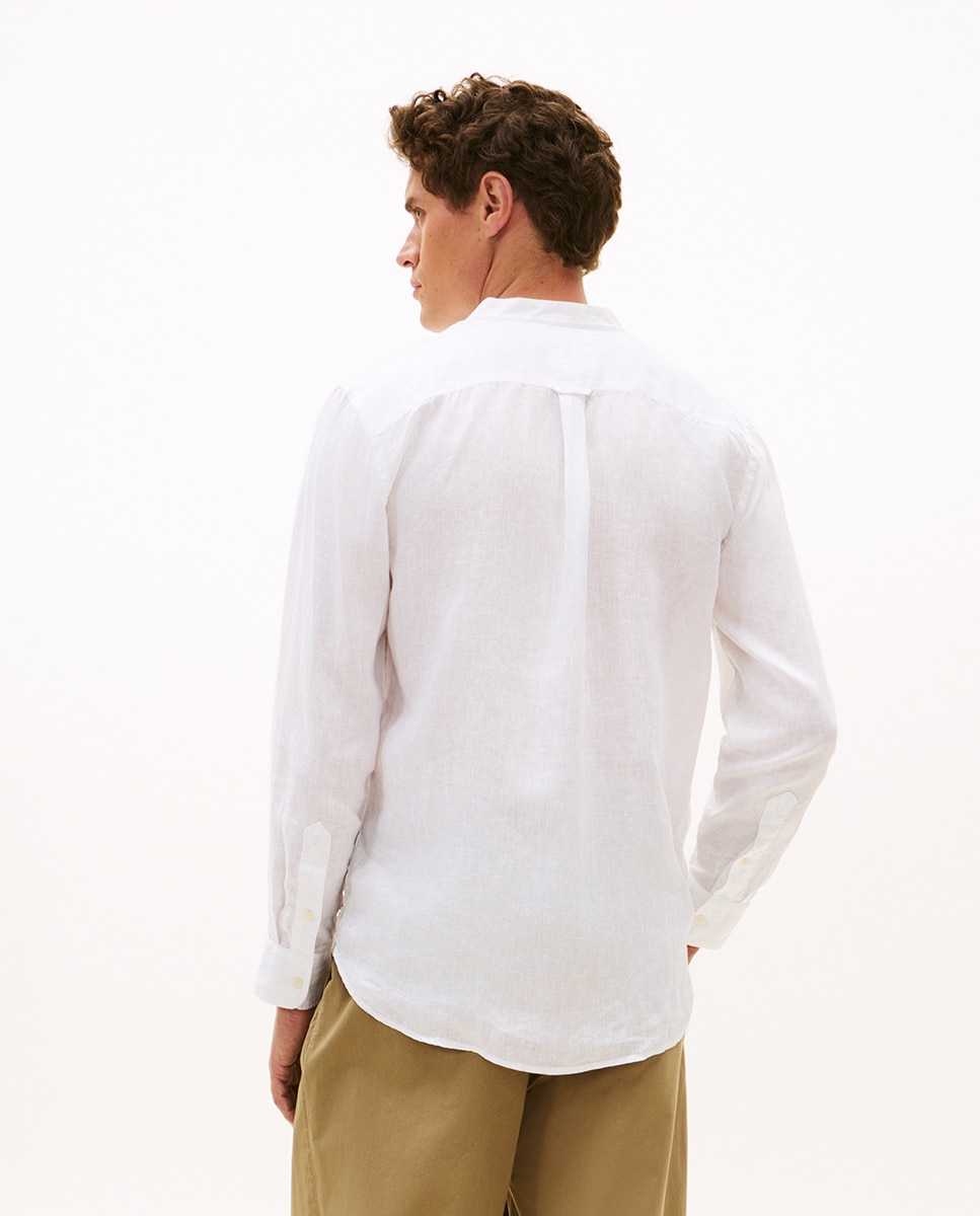 Camisa de Linho com Gola à Padre Branco-2