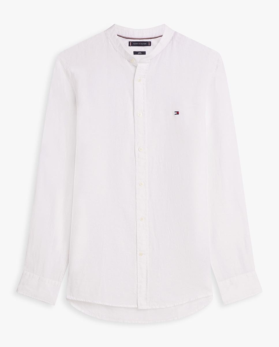 Camisa de Linho com Gola à Padre Branco-4