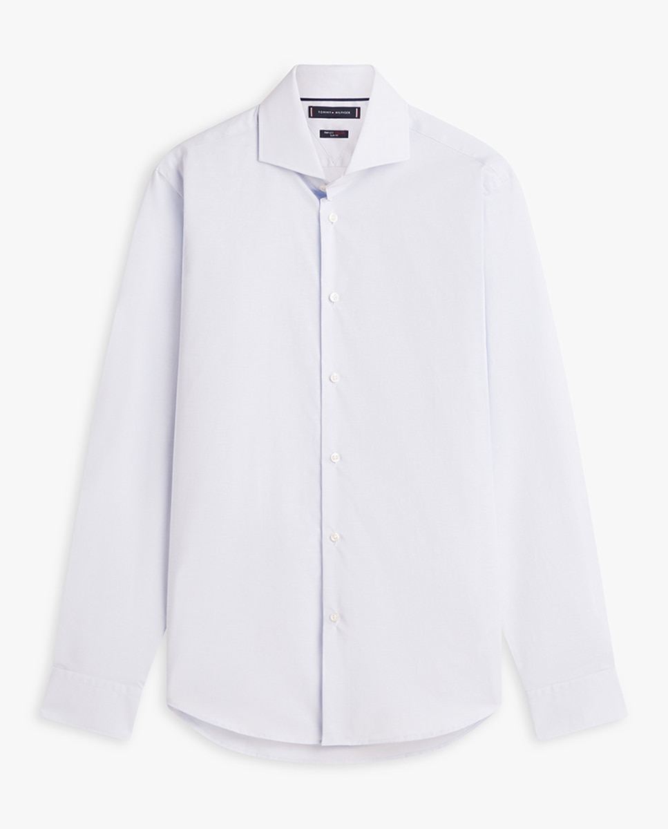 Camisa de Manga Comprida Lisa Azul-claro-4