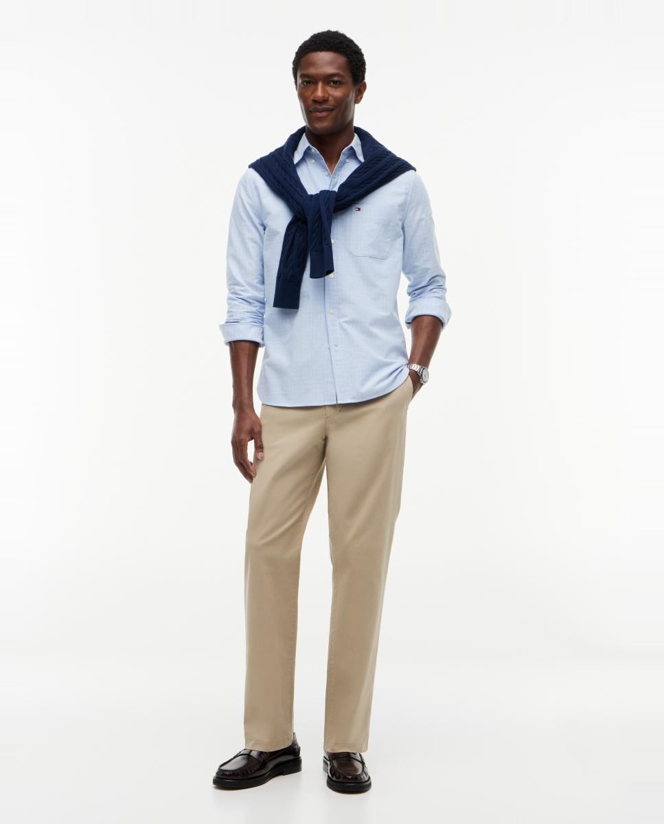 Camisa Oxford Dobby com Bolso Azul-celeste-7