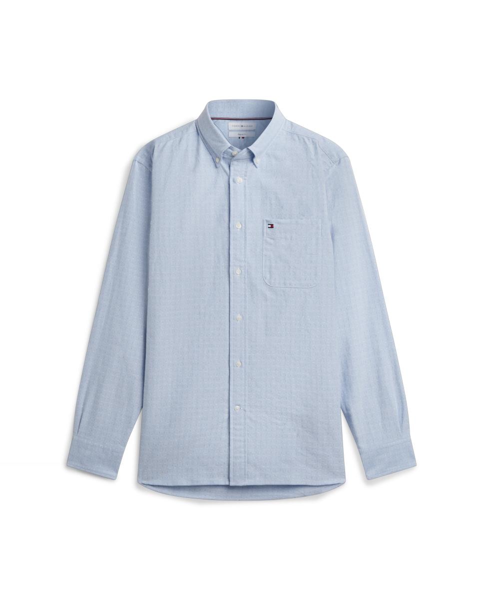 Camisa Oxford Dobby com Bolso Azul-celeste-4