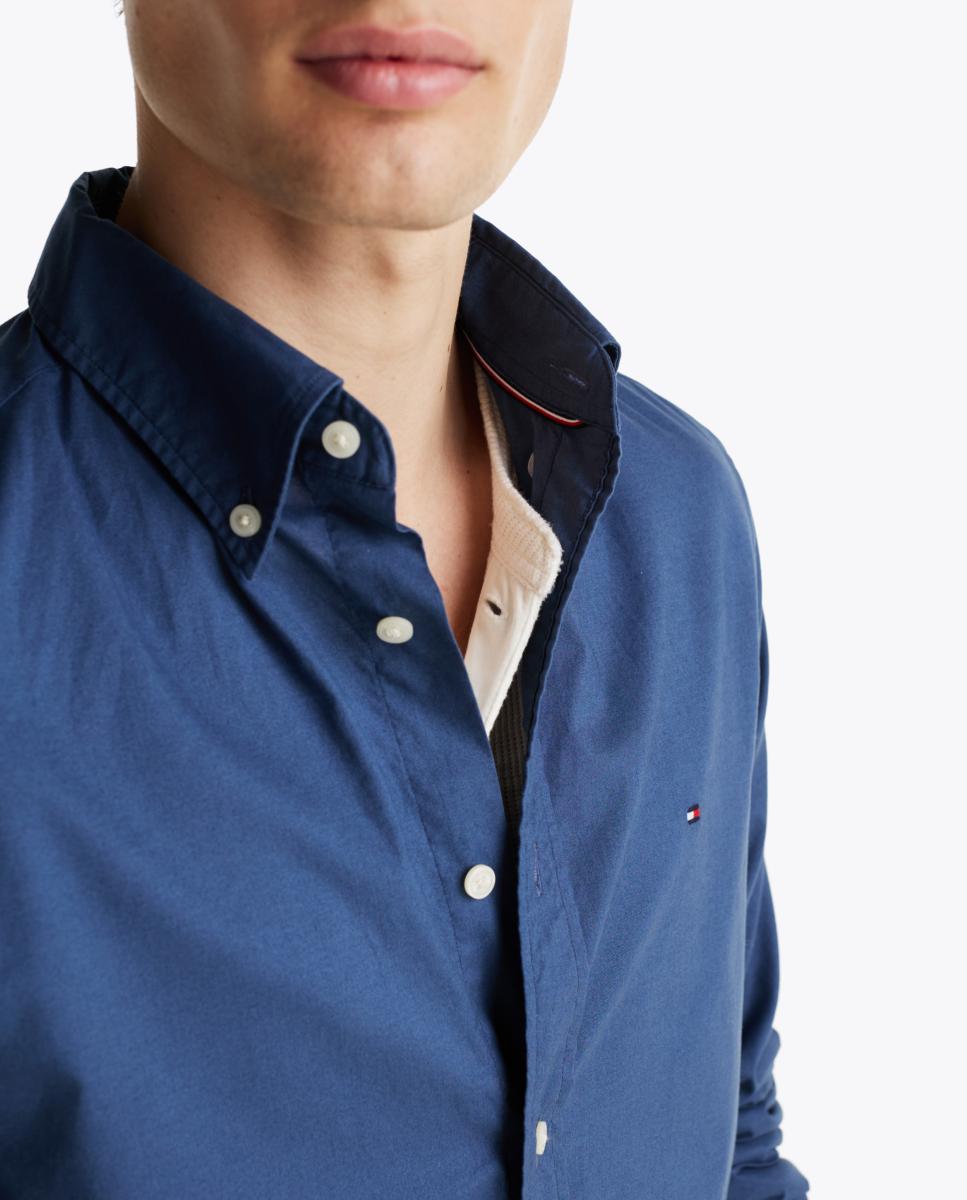 Camisa de Popelina Lisa Azul-índigo-3
